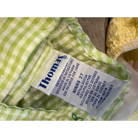 Thomas Green Gingham Dress 2T Embroidered Cherries Floral Trim Seersucker Spring - Picture 5 of 5